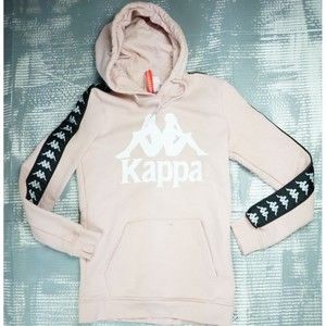 Kappa Sweatshirt womens large hoodie long sleeve fleece pink logo sleeve pocket